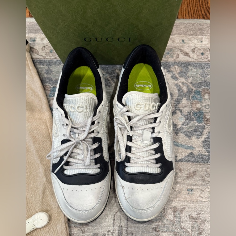 New in box Men’s GUCCI MAC80 Designer Sneakers shoes White black Size 7 Leather - Picture 2 of 10